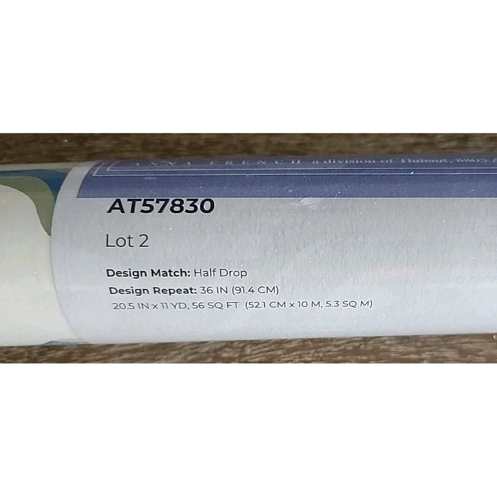 Anna French/Thibaut Blue Green White PEACOCK TOILE AT57830 Double Roll SEALED